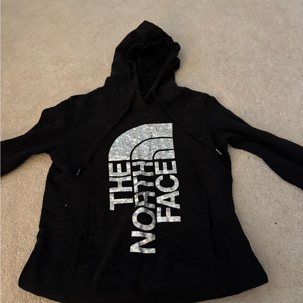 The North Face Black Hoodie with Silver Logo
